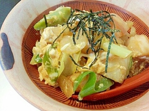 お麩でなんちゃって親子丼